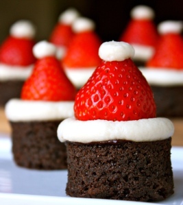 By adinaplus (santa hat brownie bites; great idea for Christmas.) [CC BY 2.0 (http://creativecommons.org/licenses/by/2.0)], via Wikimedia Commons